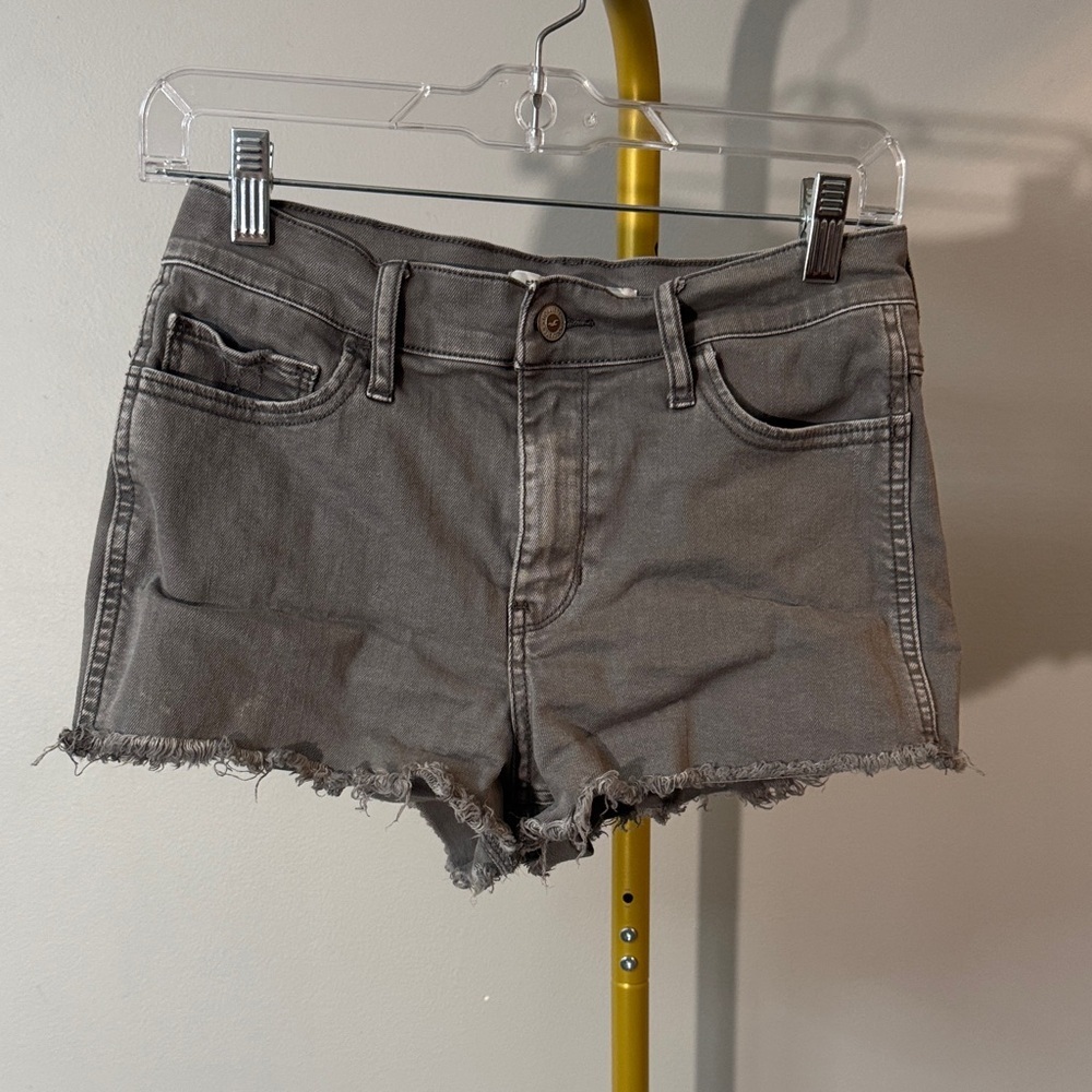 Hollister Gray Frayed Denim Jean Shorts 5